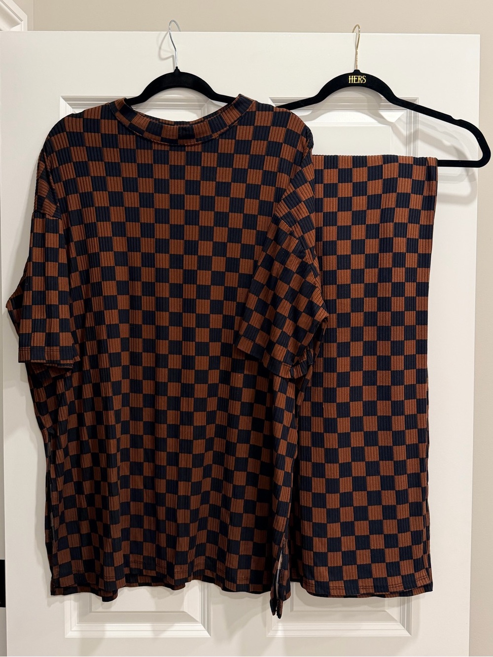 Dressed in LALA Brown and Black Checkerboard Tunic and Pant Set